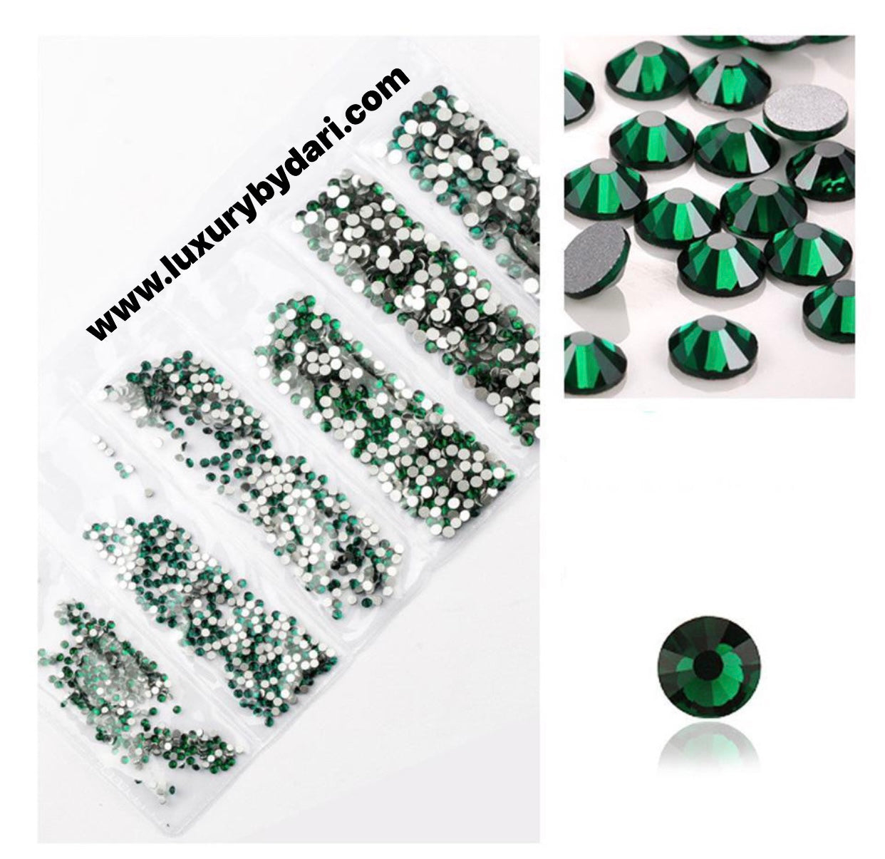 Rhinestones Mix- Emerald Green Pack
